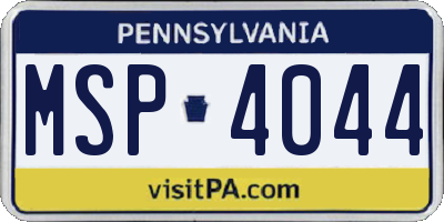 PA license plate MSP4044