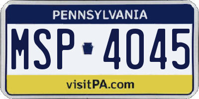 PA license plate MSP4045