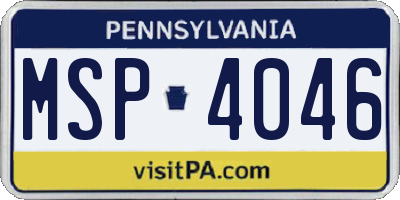 PA license plate MSP4046