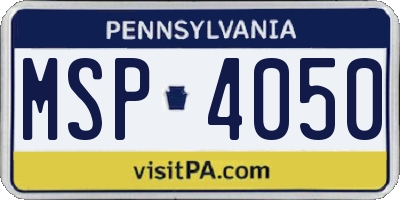 PA license plate MSP4050