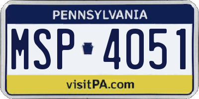 PA license plate MSP4051
