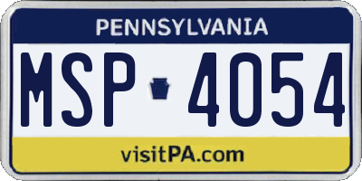 PA license plate MSP4054