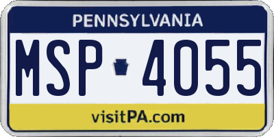 PA license plate MSP4055