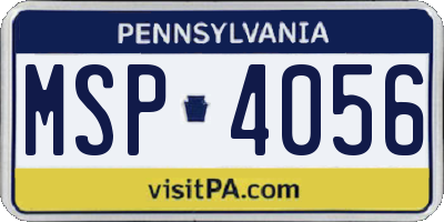 PA license plate MSP4056