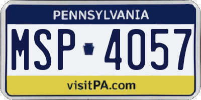 PA license plate MSP4057