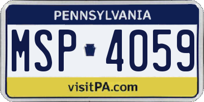 PA license plate MSP4059