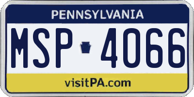 PA license plate MSP4066