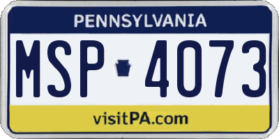 PA license plate MSP4073