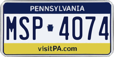 PA license plate MSP4074