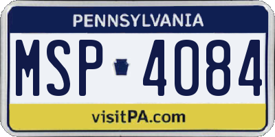 PA license plate MSP4084