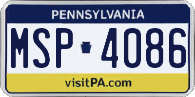 PA license plate MSP4086