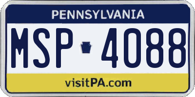 PA license plate MSP4088