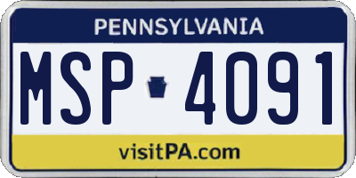 PA license plate MSP4091