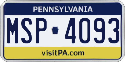 PA license plate MSP4093