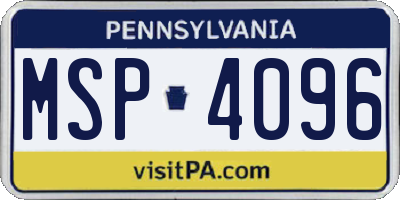 PA license plate MSP4096