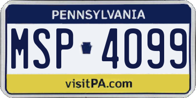 PA license plate MSP4099