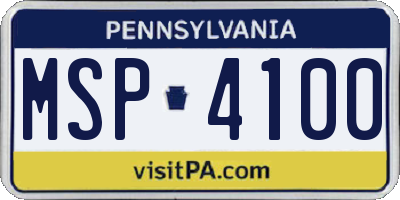 PA license plate MSP4100