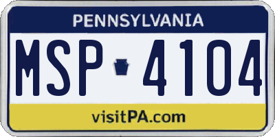 PA license plate MSP4104