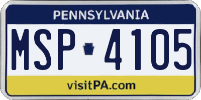 PA license plate MSP4105