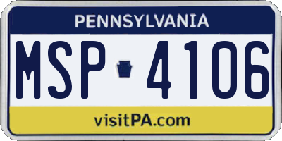 PA license plate MSP4106