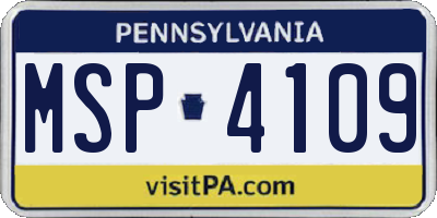 PA license plate MSP4109