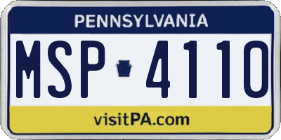 PA license plate MSP4110