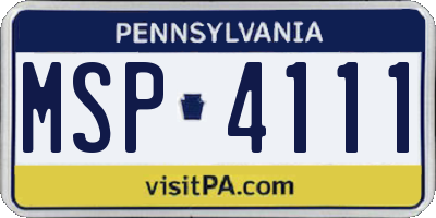PA license plate MSP4111