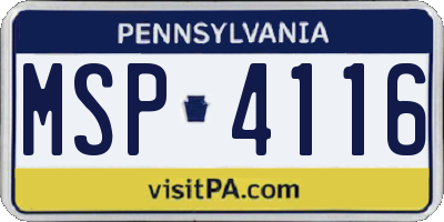 PA license plate MSP4116