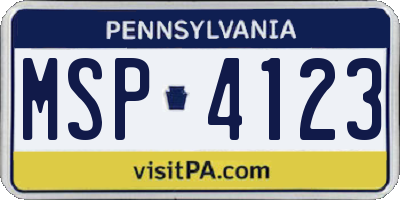 PA license plate MSP4123