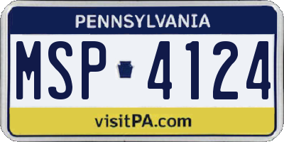 PA license plate MSP4124