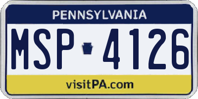 PA license plate MSP4126