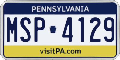 PA license plate MSP4129