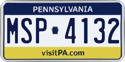 PA license plate MSP4132