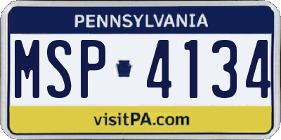PA license plate MSP4134