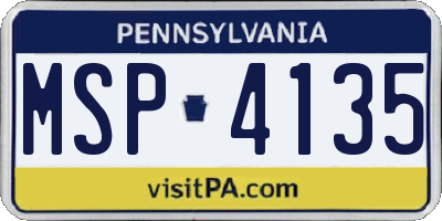 PA license plate MSP4135