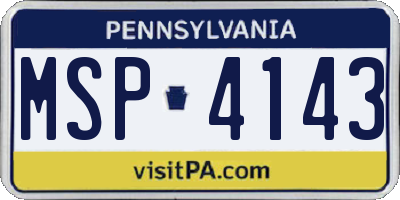 PA license plate MSP4143