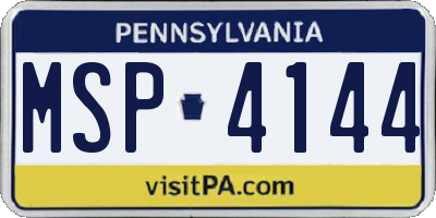PA license plate MSP4144