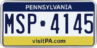 PA license plate MSP4145