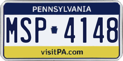 PA license plate MSP4148