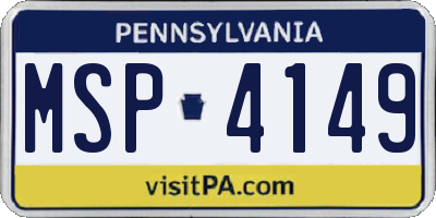 PA license plate MSP4149