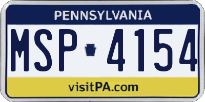 PA license plate MSP4154