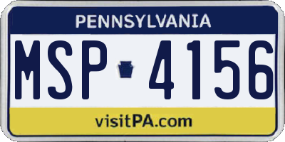 PA license plate MSP4156