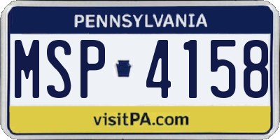 PA license plate MSP4158