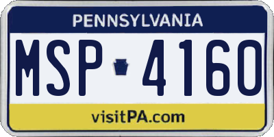 PA license plate MSP4160