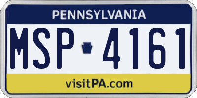 PA license plate MSP4161