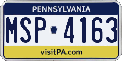 PA license plate MSP4163