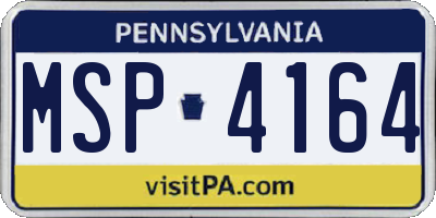 PA license plate MSP4164