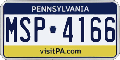 PA license plate MSP4166