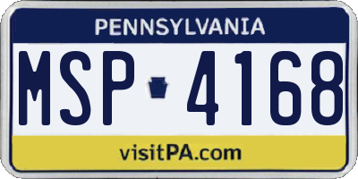 PA license plate MSP4168