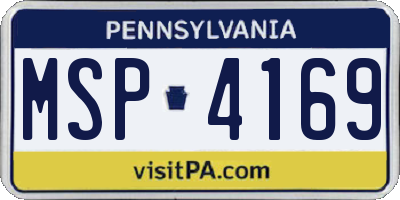 PA license plate MSP4169